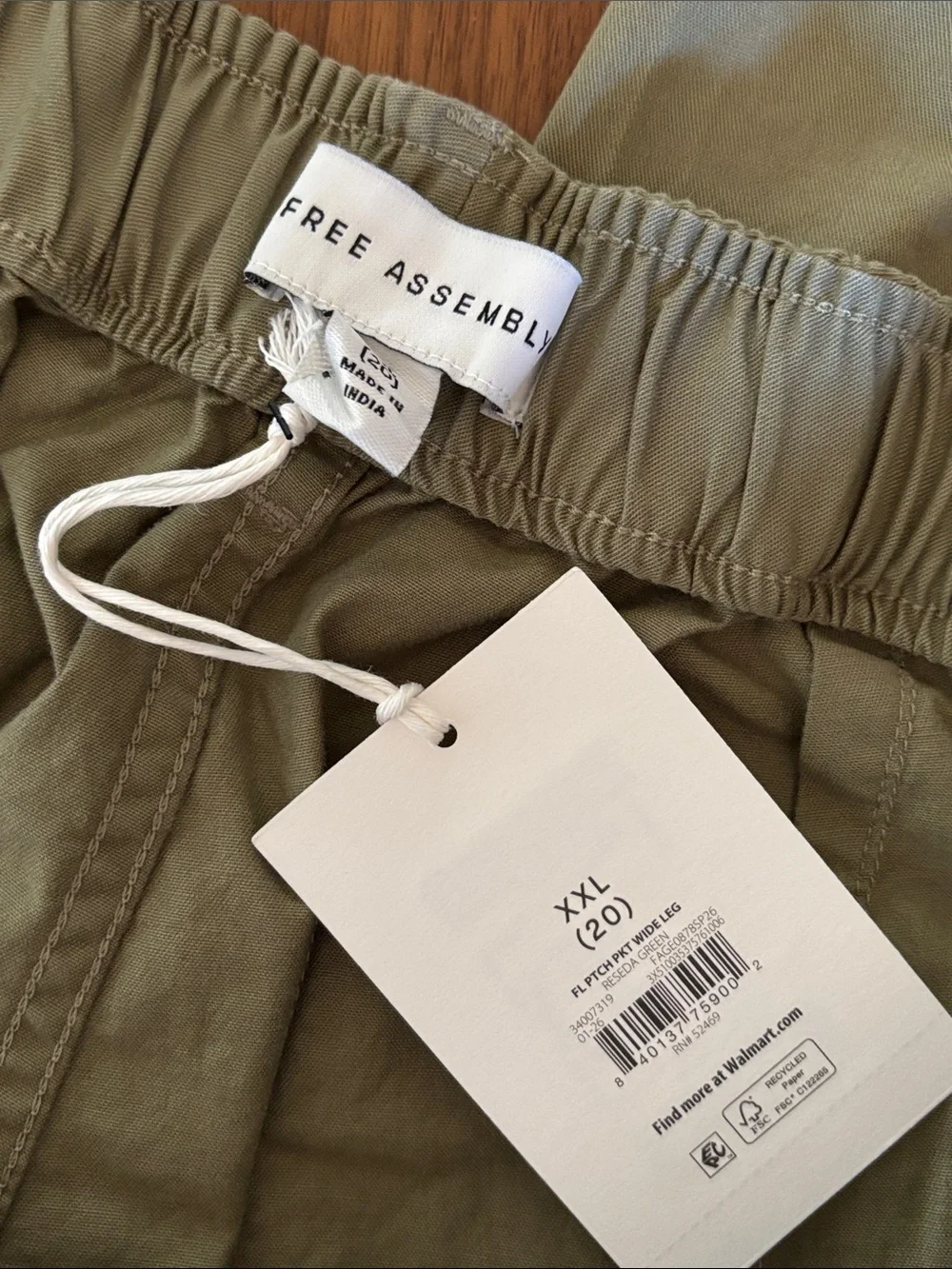 FREE ASSEMBLY PATCH POCKET WIDE LEG PANTS